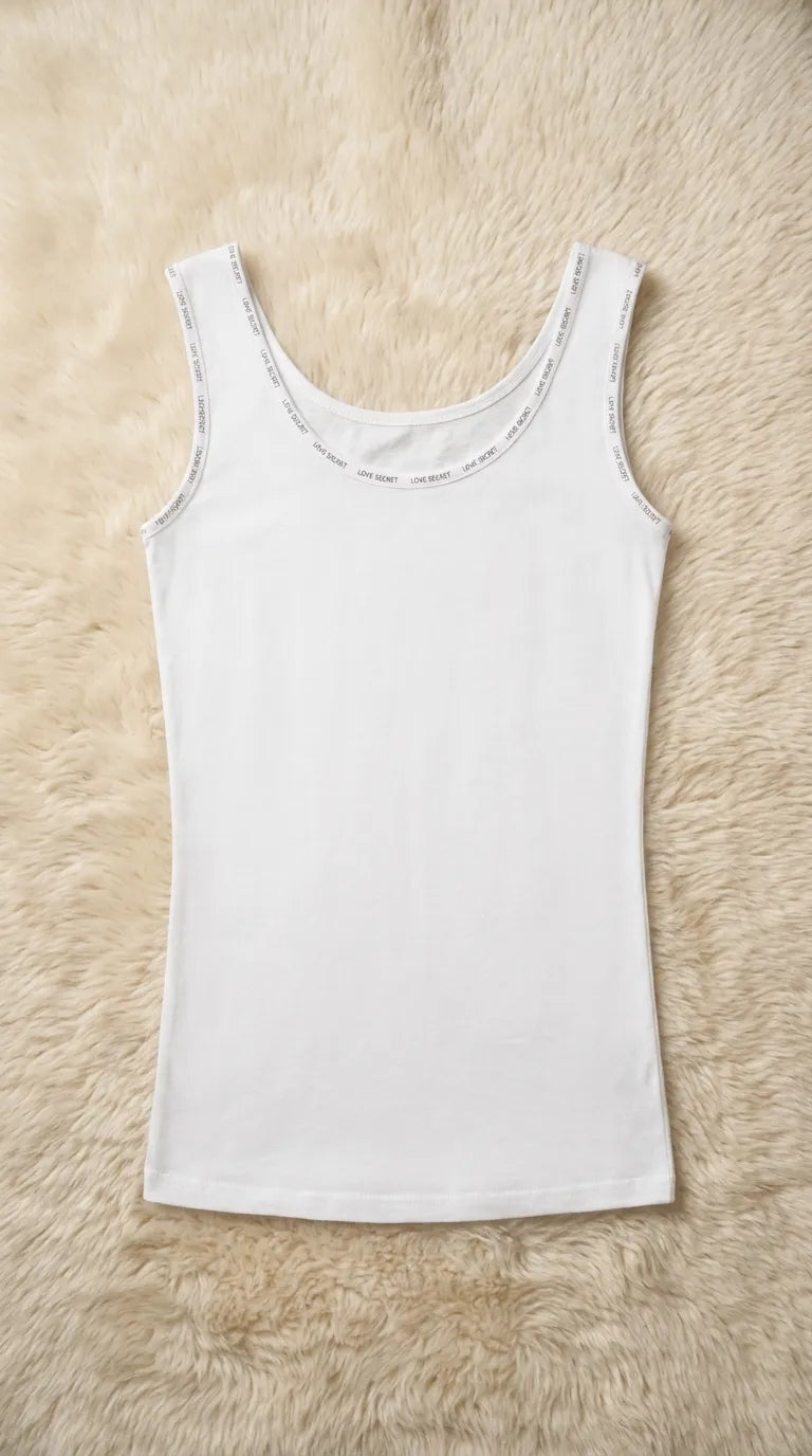 White Solid Tank Top PT6039
