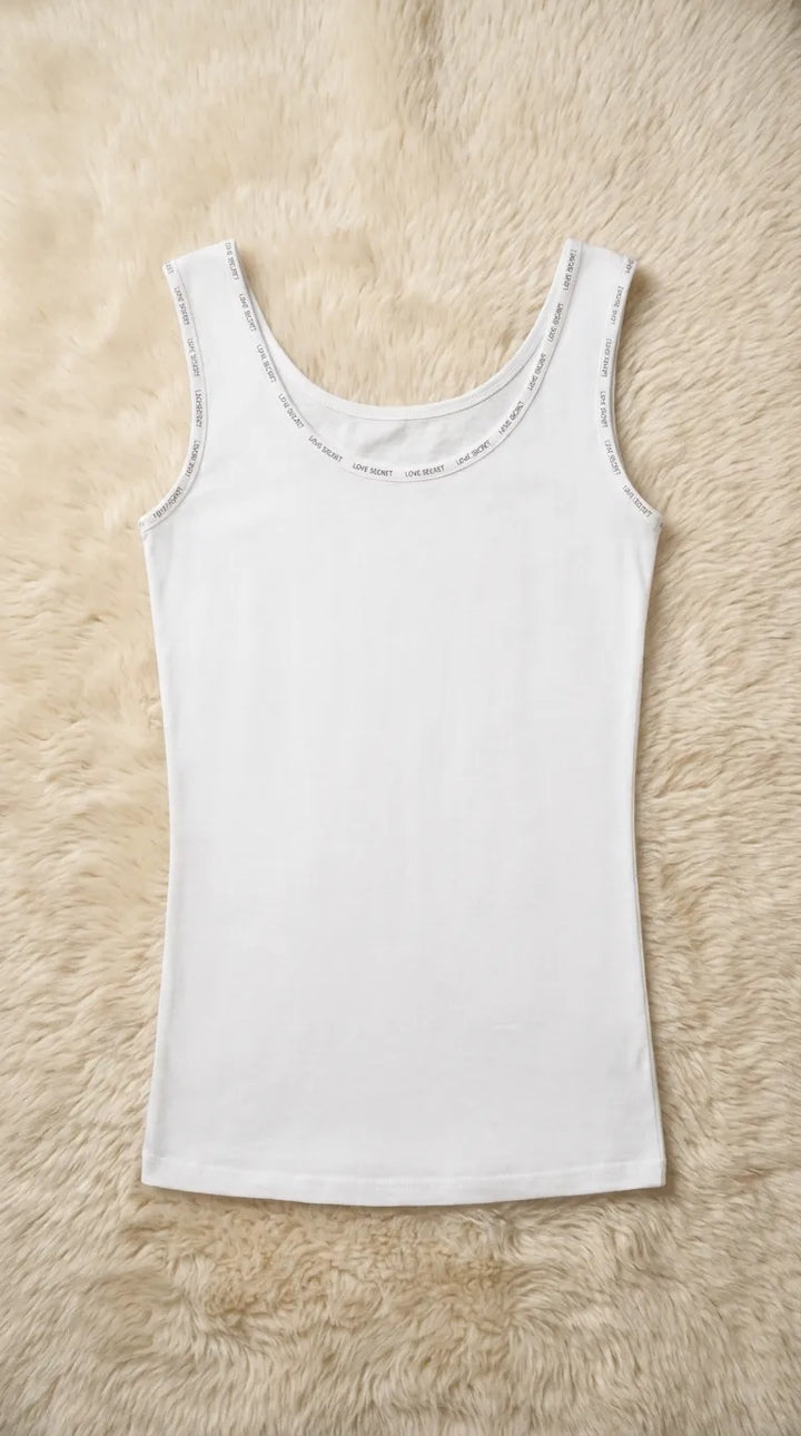 White Solid Tank Top PT6039