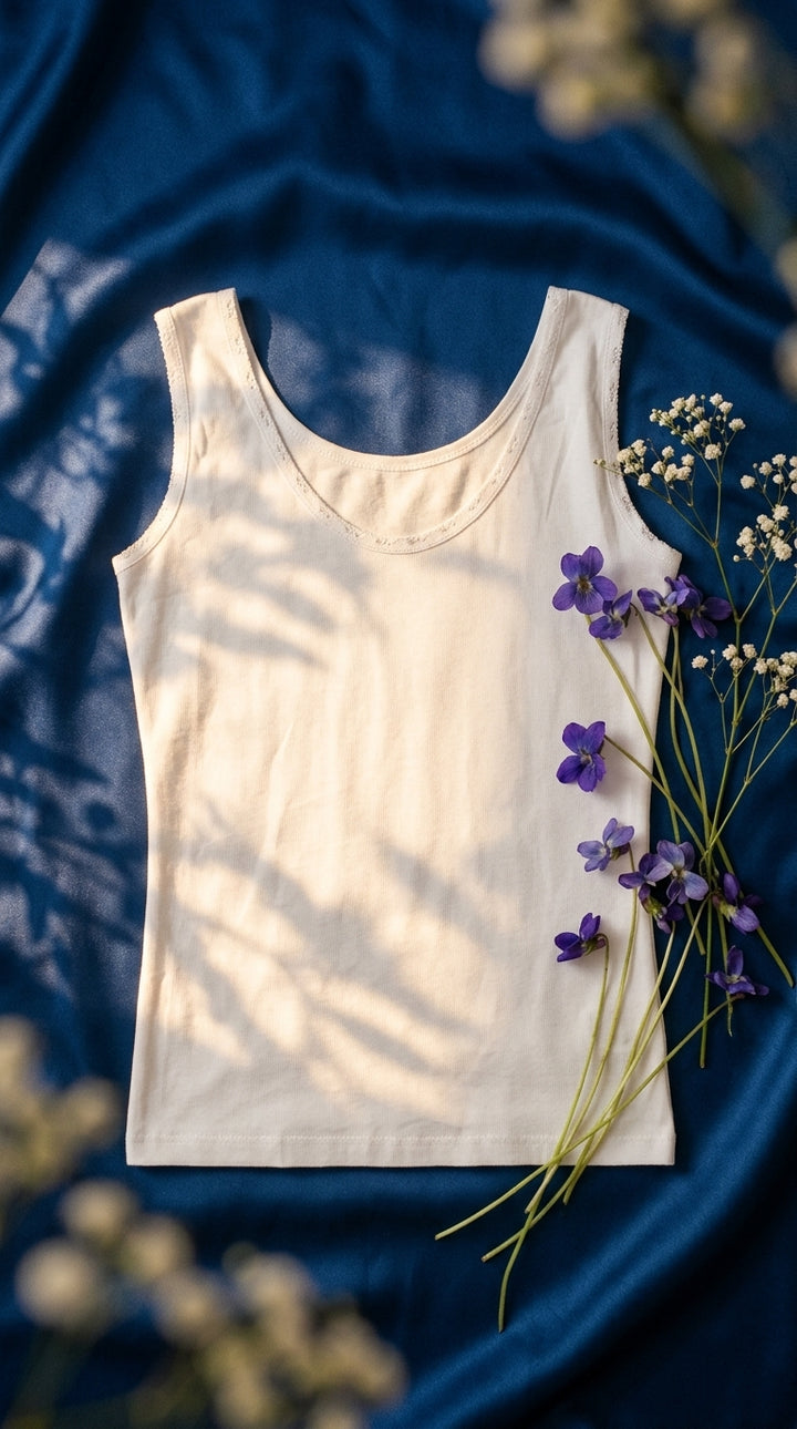 White Solid Tank Top PT6040