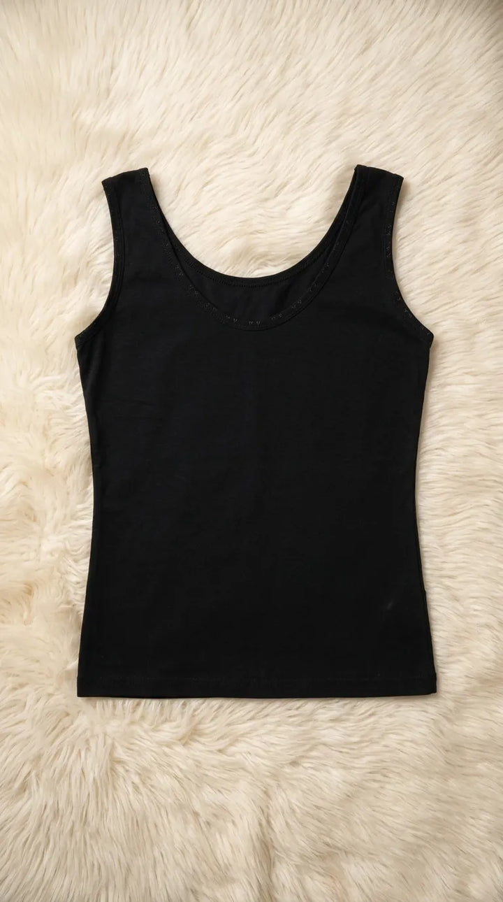 Black Solid Tank Top PT6040