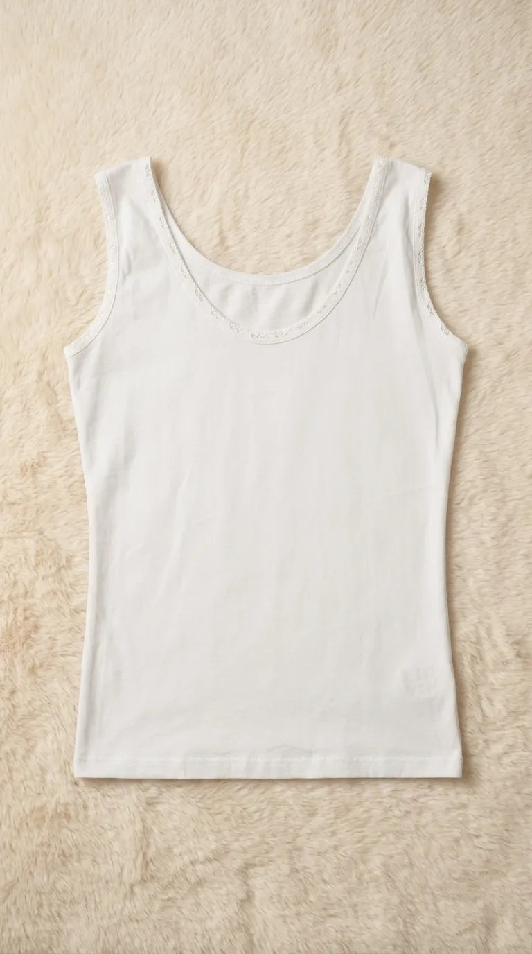 White Solid Tank Top PT6040