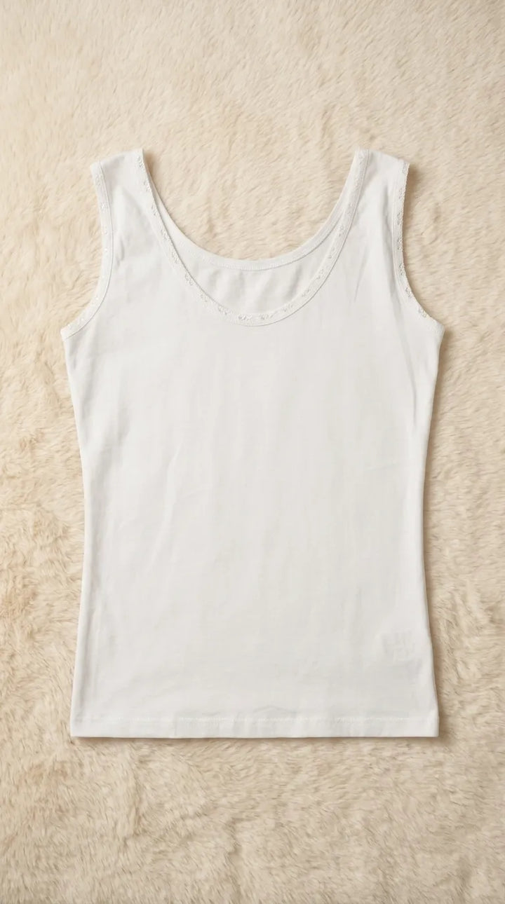 White Solid Tank Top PT6040