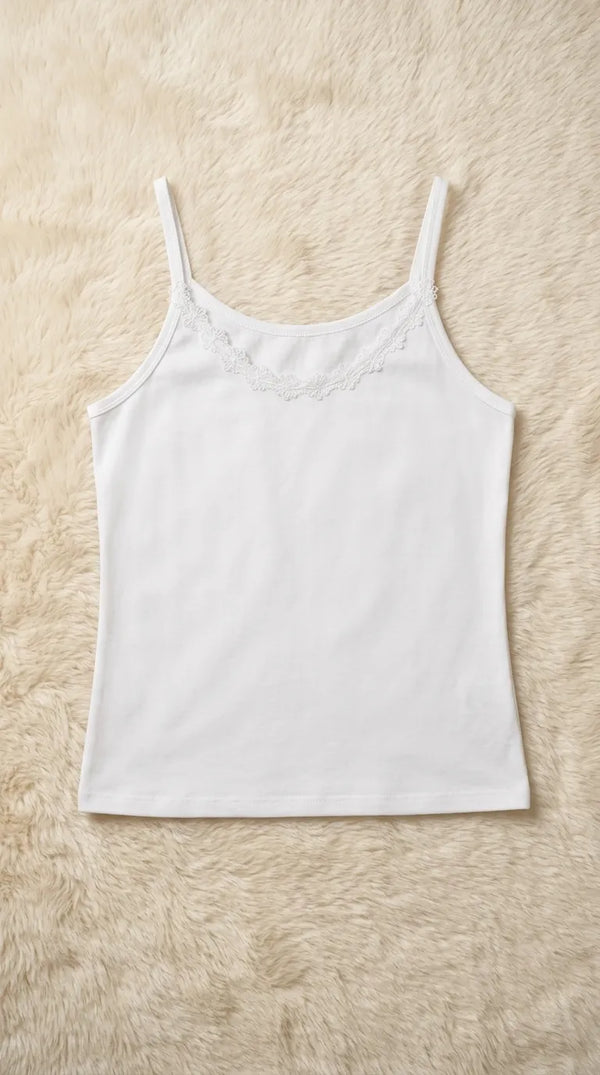 White Solid Tank Top PT6045