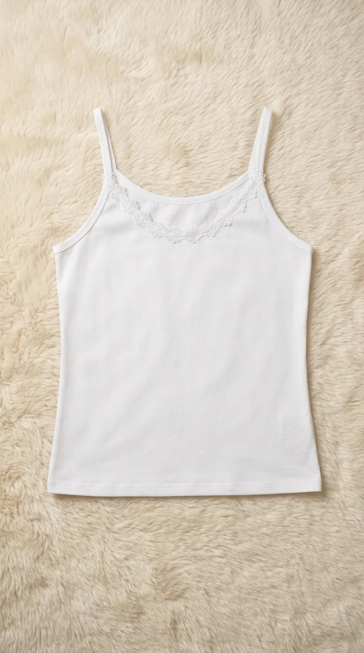 White Solid Tank Top PT6045