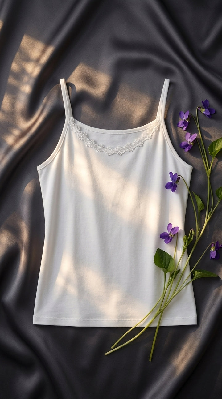 White Solid Tank Top PT6046