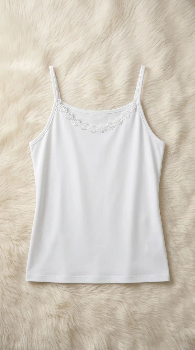 White Solid Tank Top PT6046