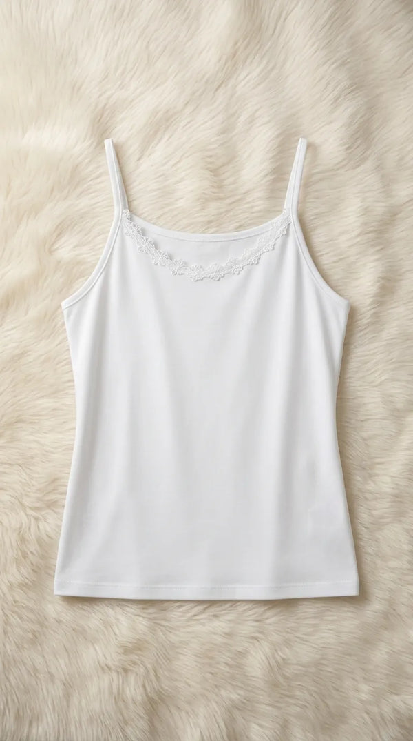White Solid Tank Top PT6046