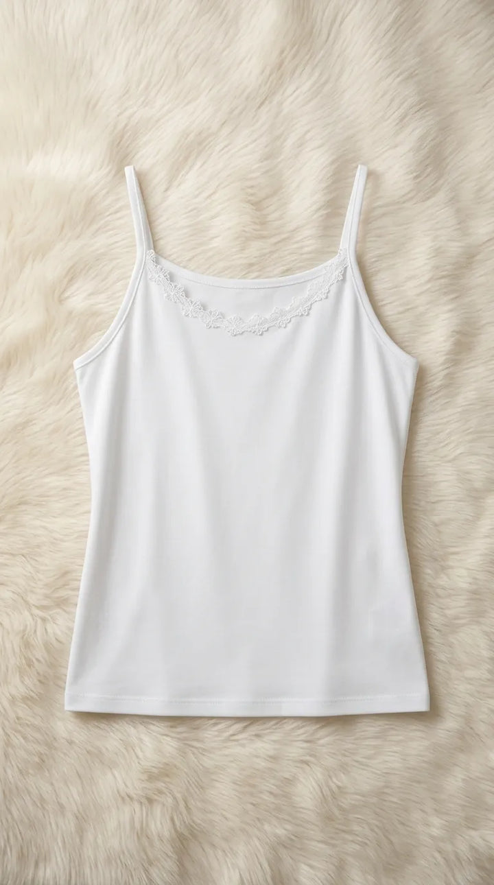 White Solid Tank Top PT6046