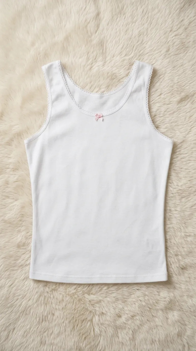 White Solid Tank Top PT6048