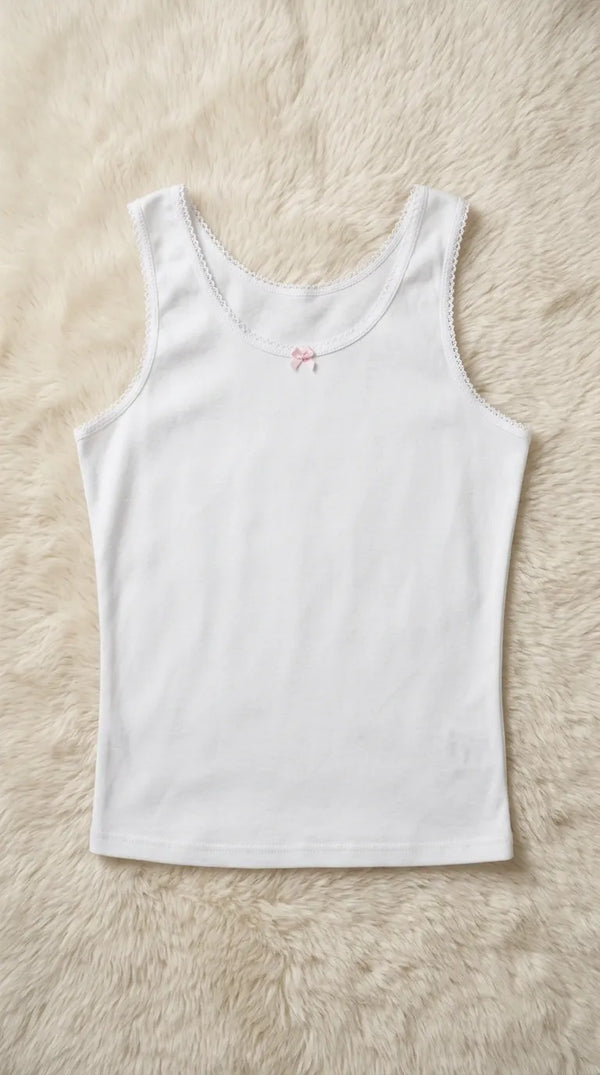 White Solid Tank Top PT6048