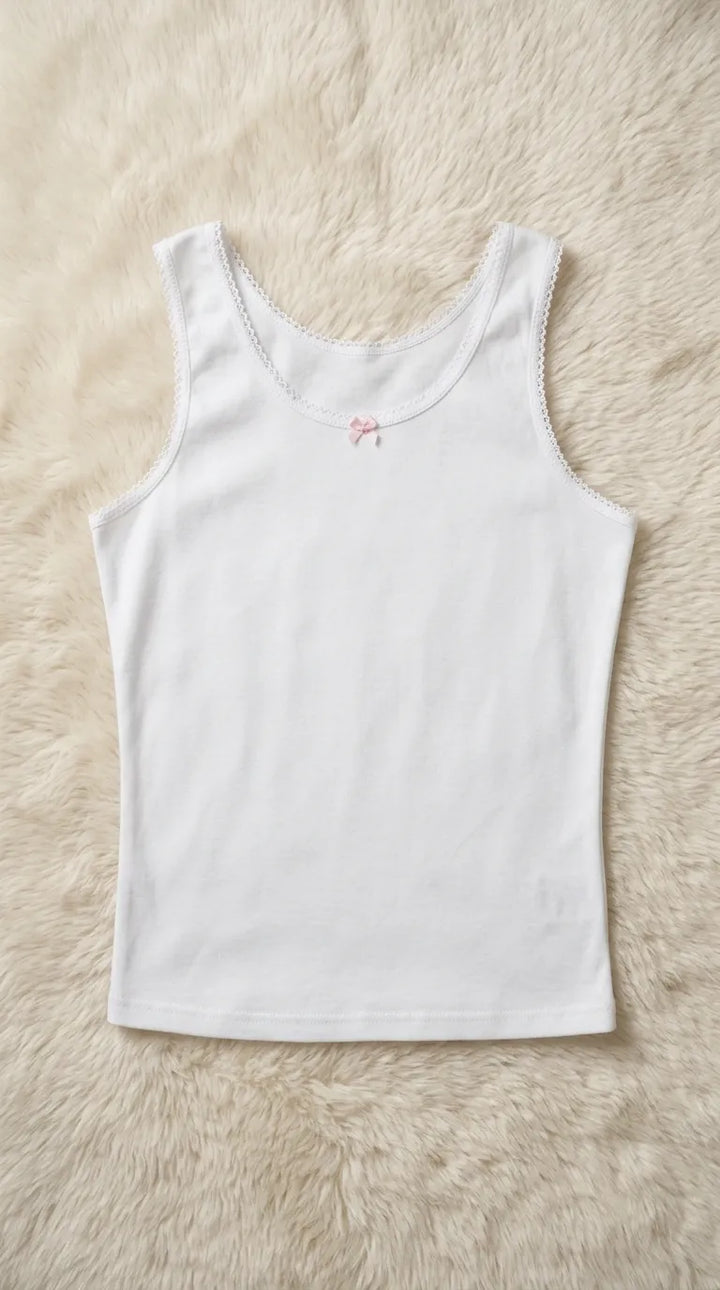 White Solid Tank Top PT6048