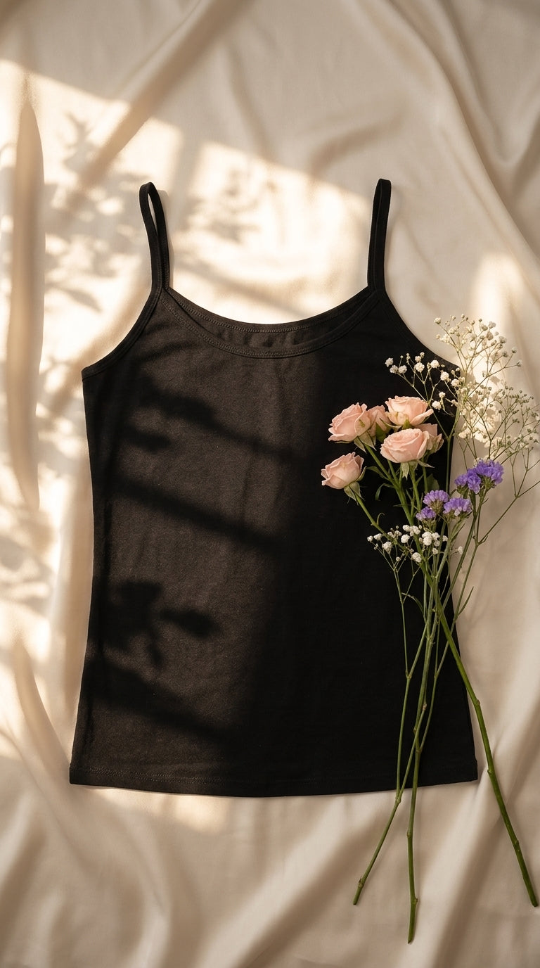Black Solid Tank Top PT6052