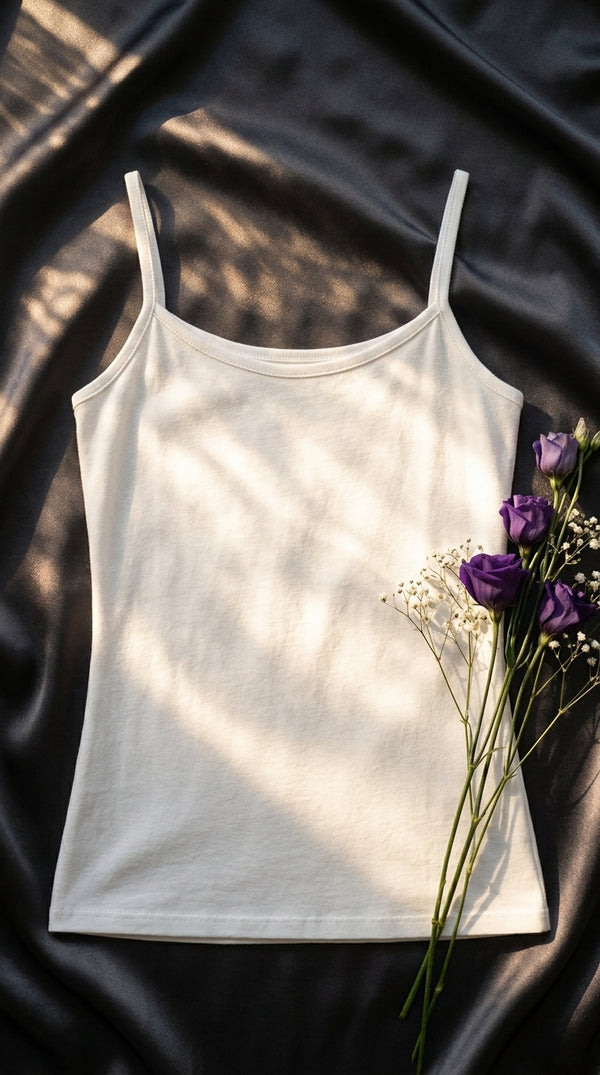 White Solid Tank Top PT6052