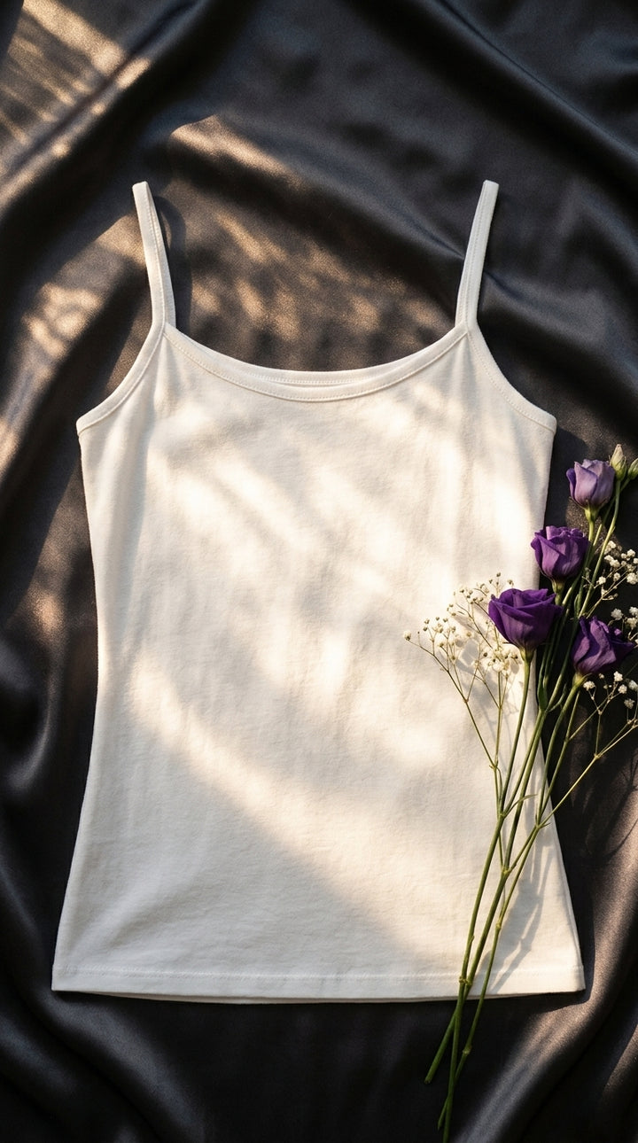 White Solid Tank Top PT6052