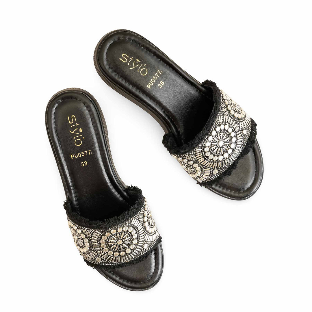 Black Formal Slipper For Ladies PU0577