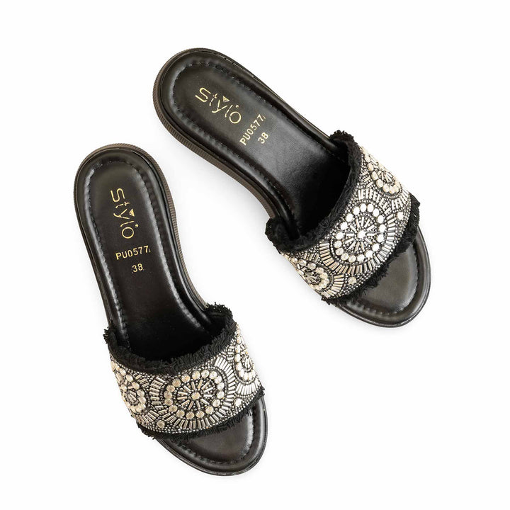Black Formal Slipper For Ladies PU0577