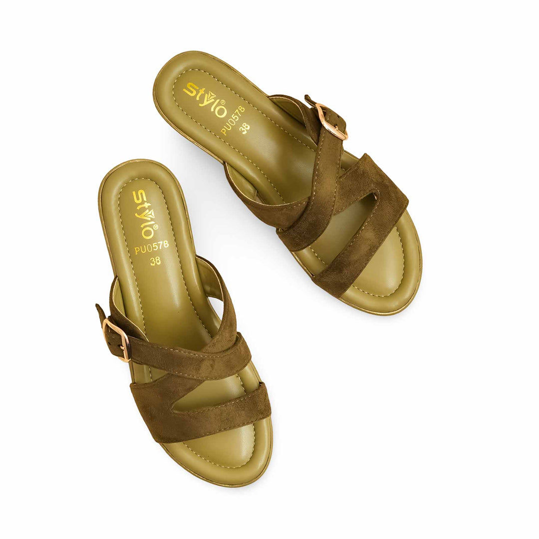 Olive Formal Slipper For Women PU0578