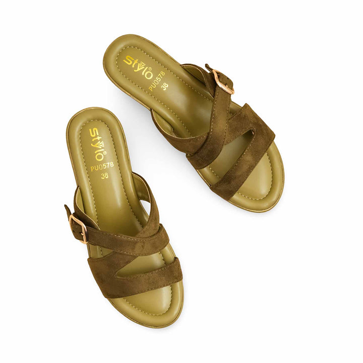 Olive Formal Slipper For Women PU0578