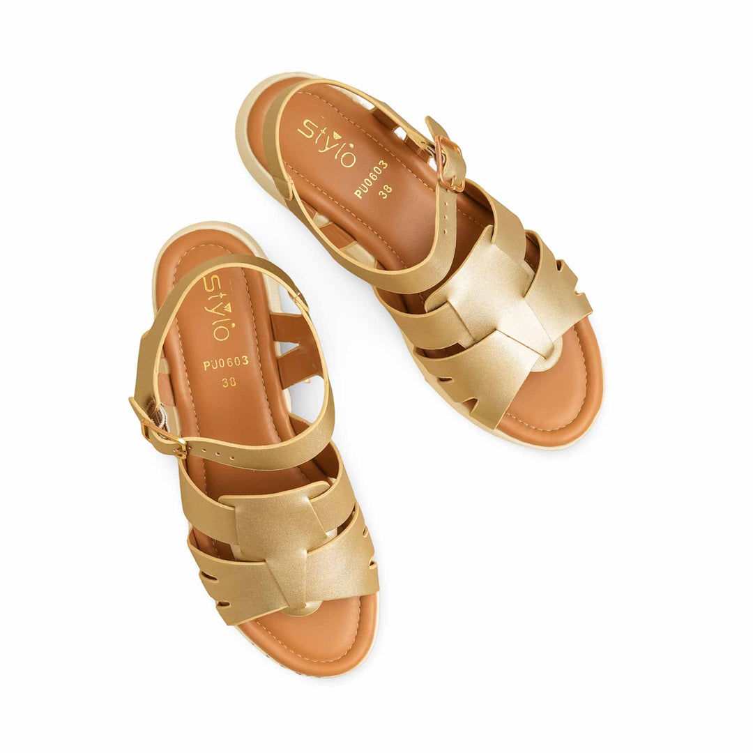 Golden Formal Sandal For Ladies PU0603