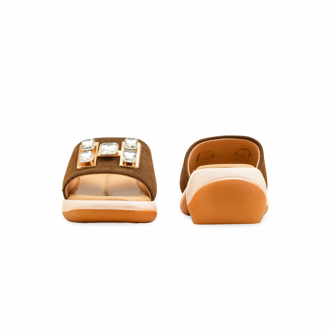 Olive Formal Slipper For Ladies PU0614