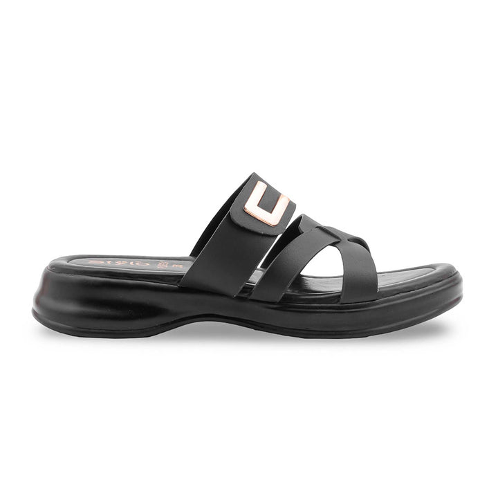 Black Formal Slipper For Ladies PU0651