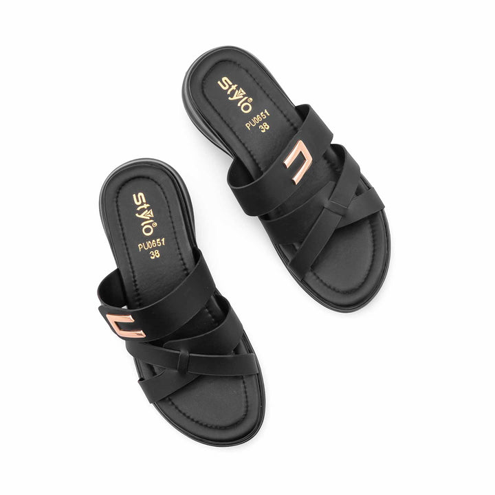 Black Formal Slipper For Ladies PU0651