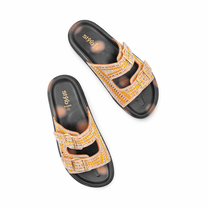 Golden Formal Slipper For Ladies PU0658