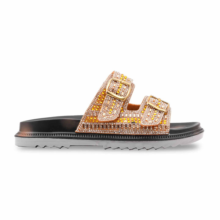 Golden Formal Slipper For Ladies PU0658