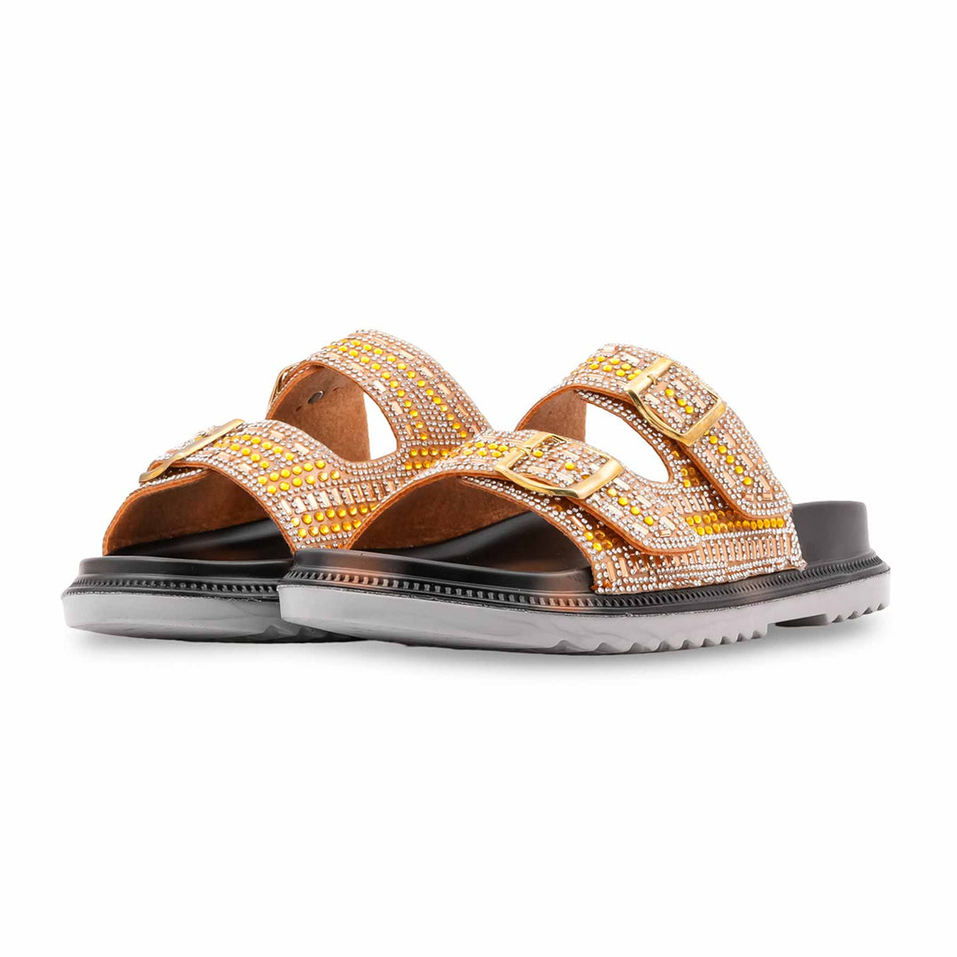 Golden Formal Slipper For Ladies PU0658