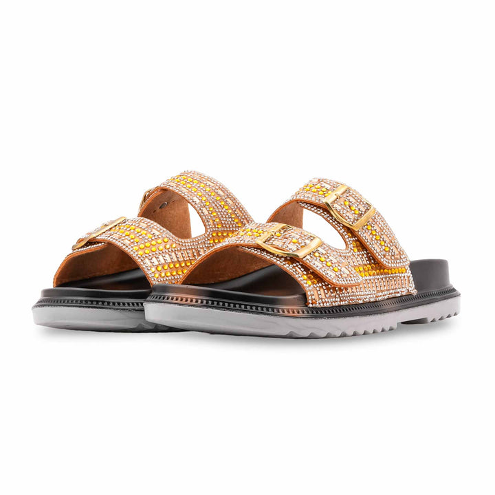 Golden Formal Slipper For Ladies PU0658