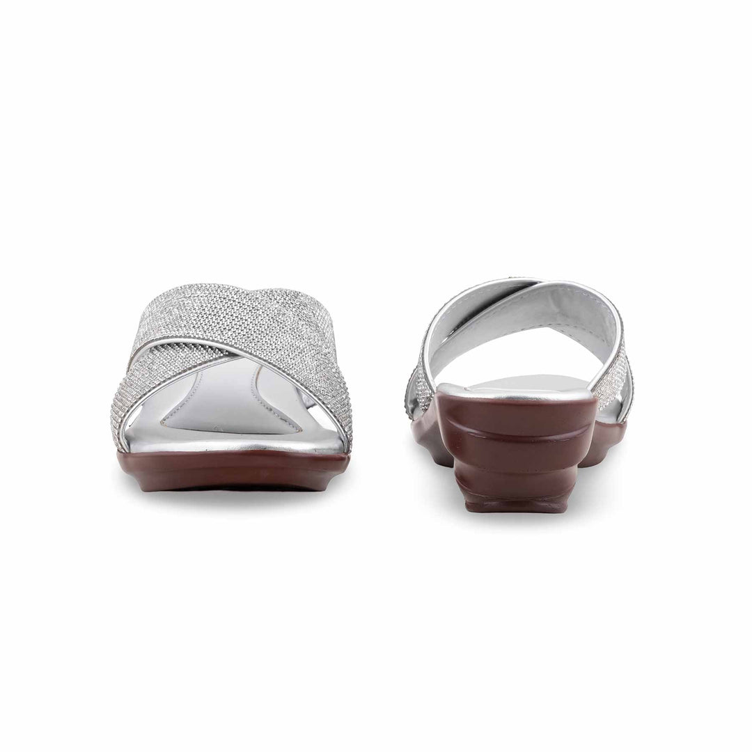 Silver Formal Slipper For Ladies PU0662