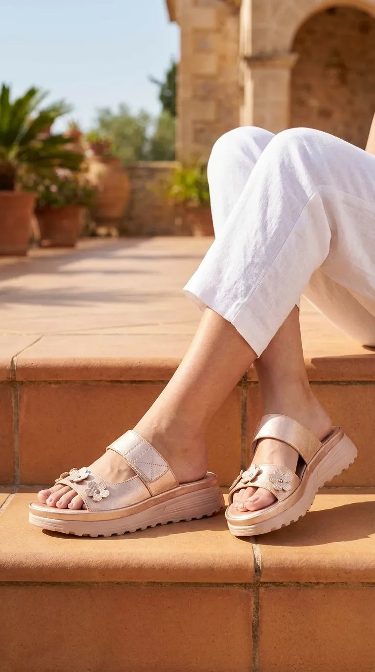 Golden Formal Slipper For Ladies PU0684