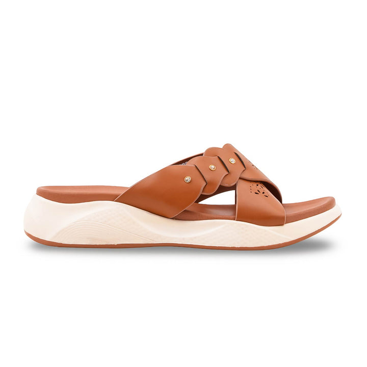 Tan Formal Slipper For Ladies PU0692