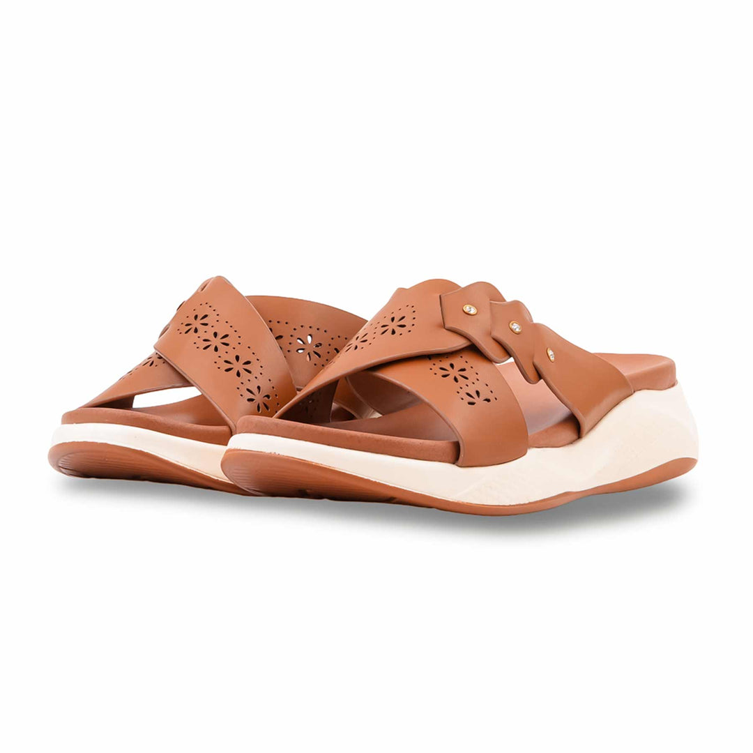 Tan Formal Slipper For Ladies PU0692
