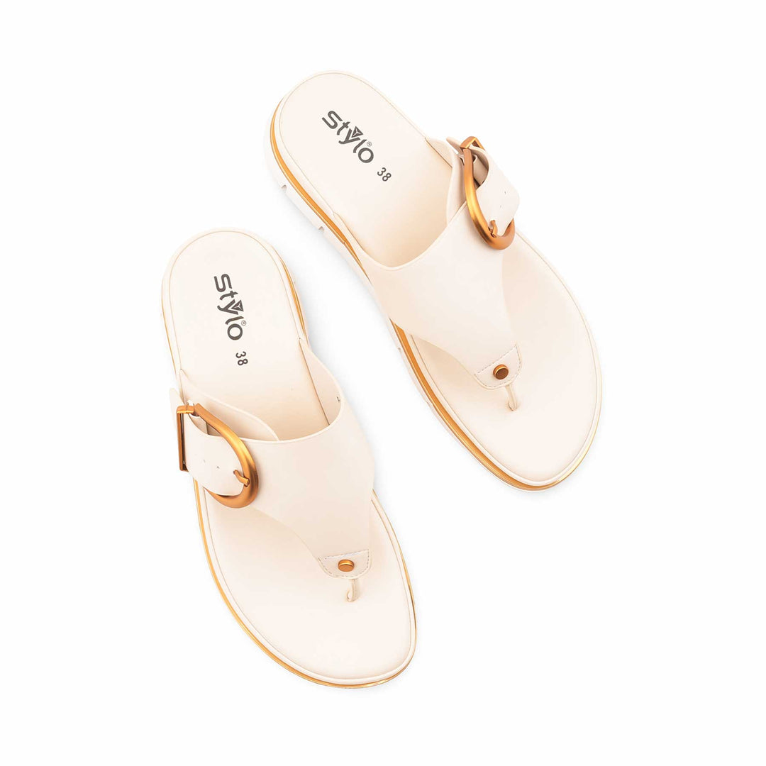 Cream Formal Slipper For Ladies PU0718