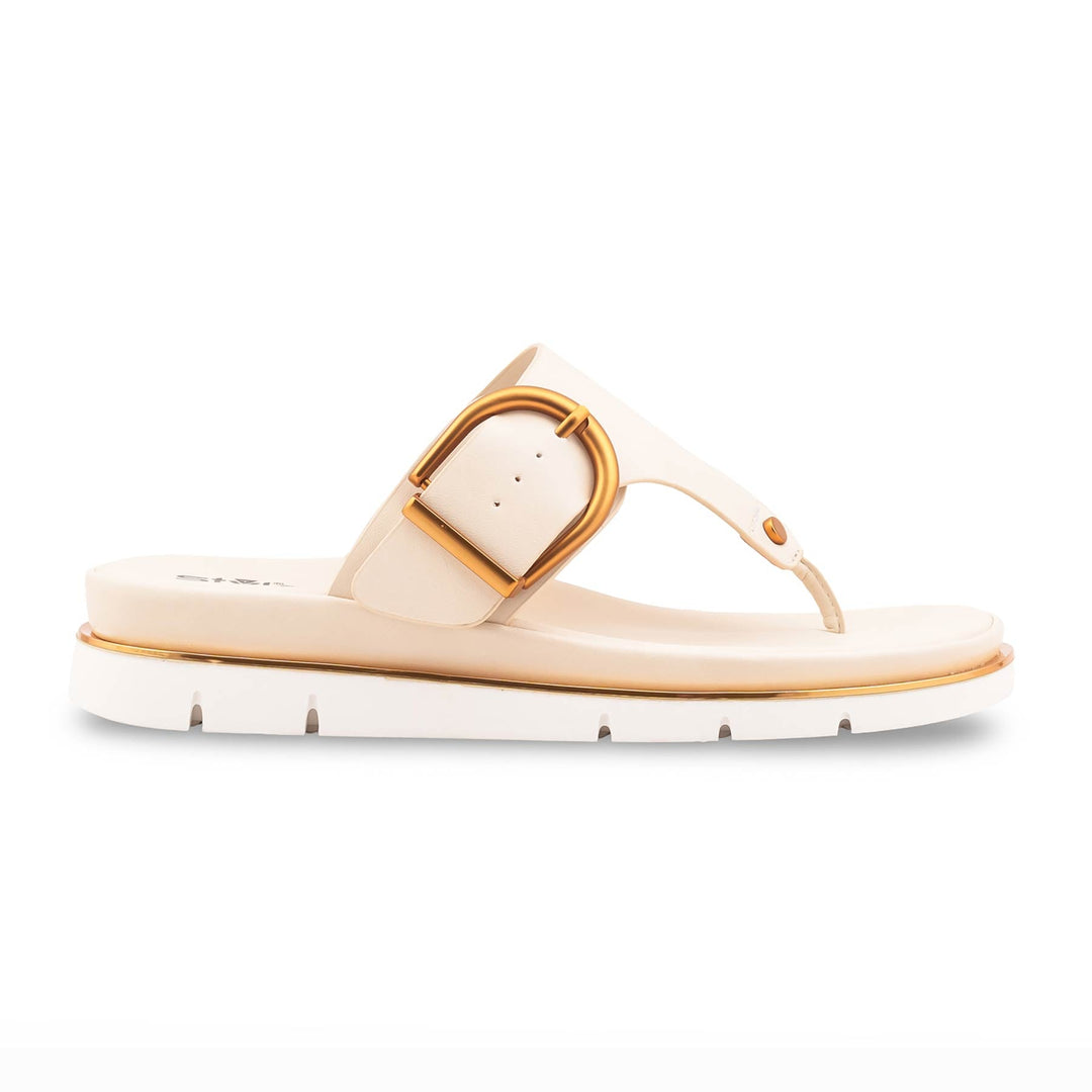 Cream Formal Slipper For Ladies PU0718