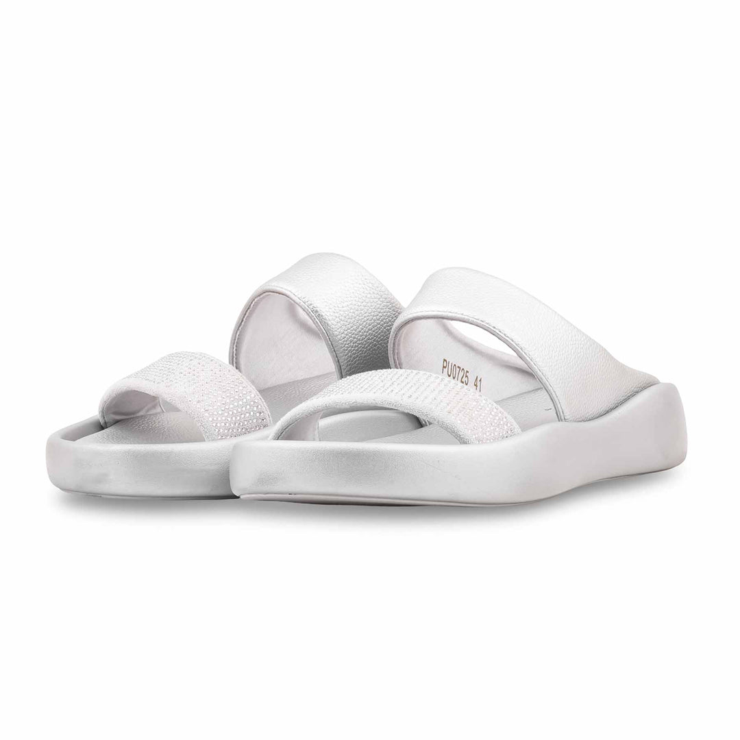 Silver Formal Slipper For Women PU0725