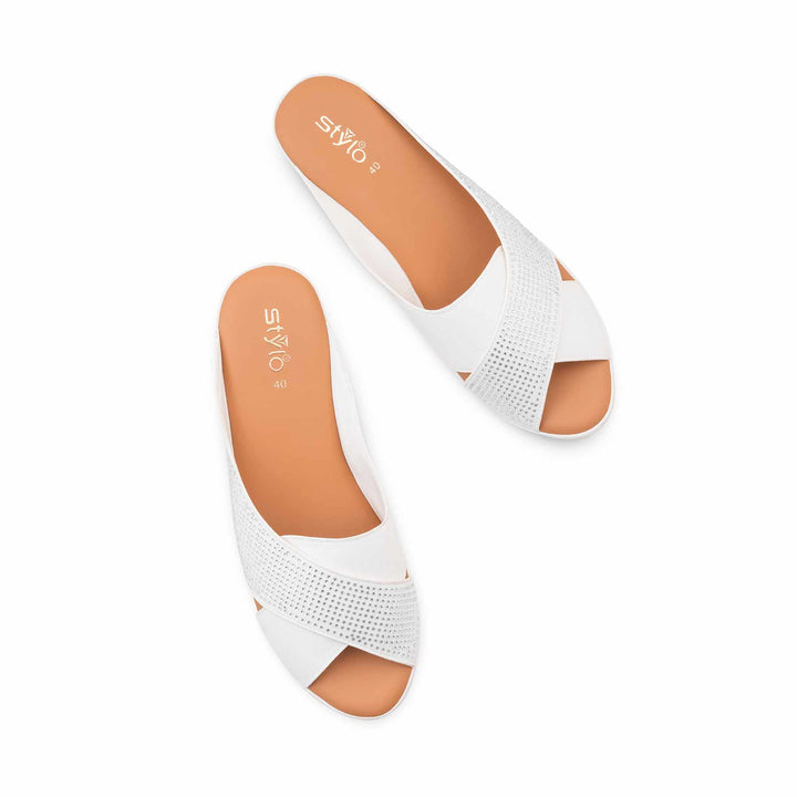 White Formal Slipper For Ladies PU0740