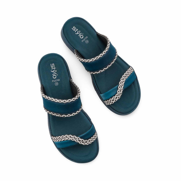 Teal Blue Formal Slipper For Ladies PU0766