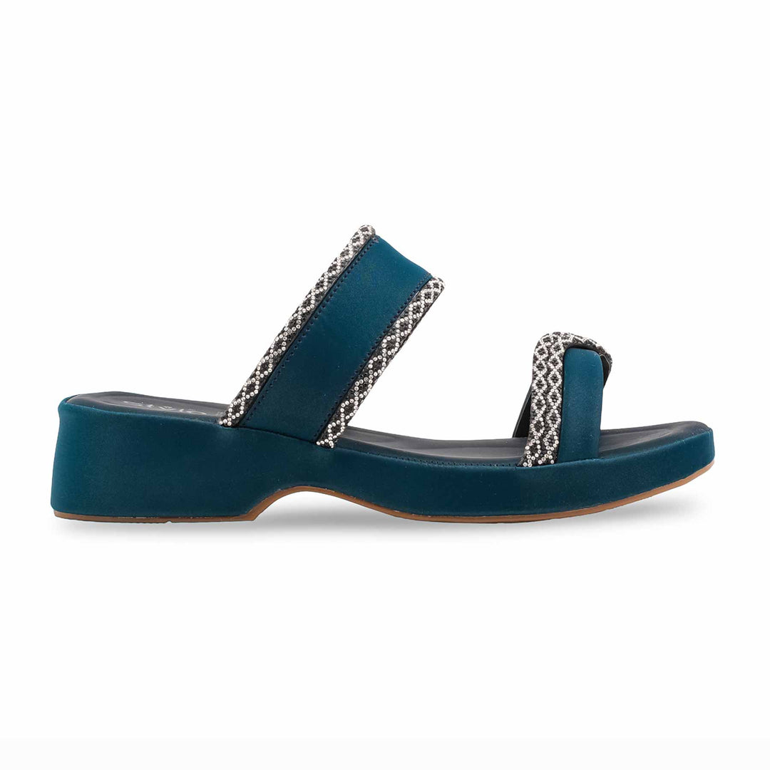 Teal Blue Formal Slipper For Ladies PU0766