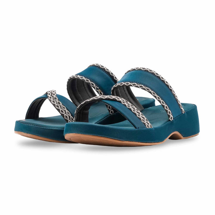 Teal Blue Formal Slipper For Ladies PU0766