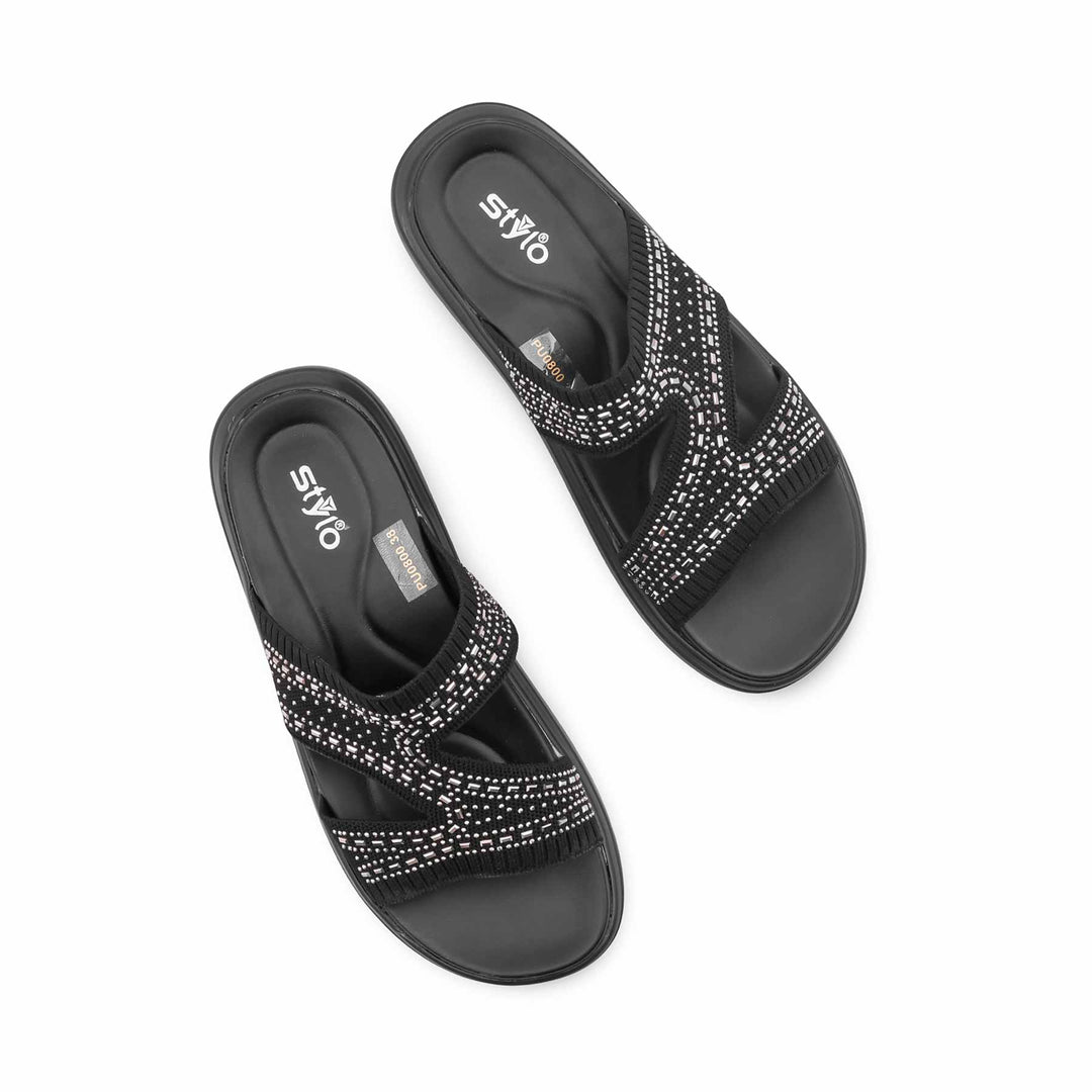 Black Formal Slipper For Ladies PU0800