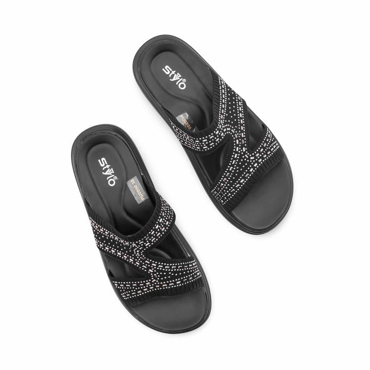 Black Formal Slipper For Ladies PU0800