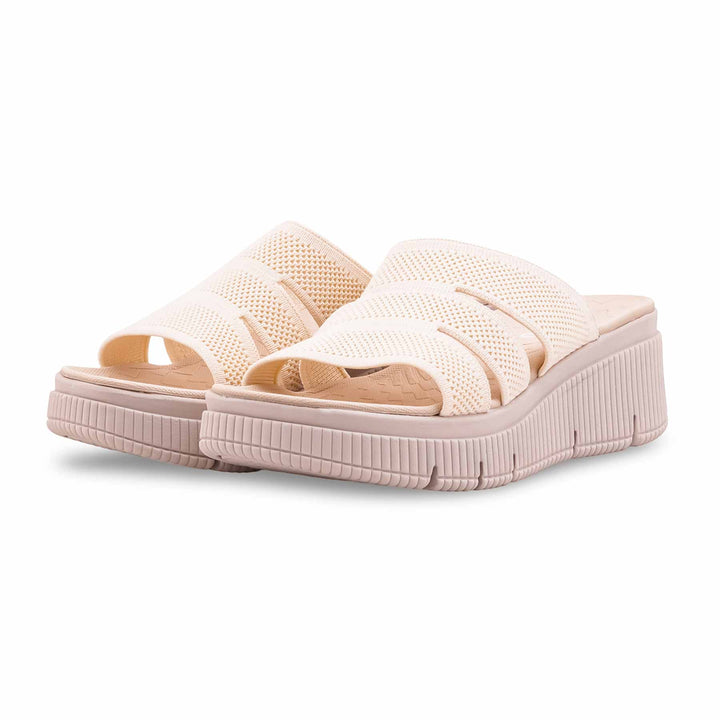 Cream Formal Slipper For Ladies PU0810