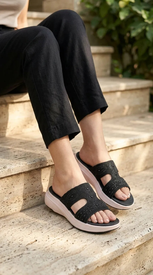 Black Formal Slipper For Ladies PU0811