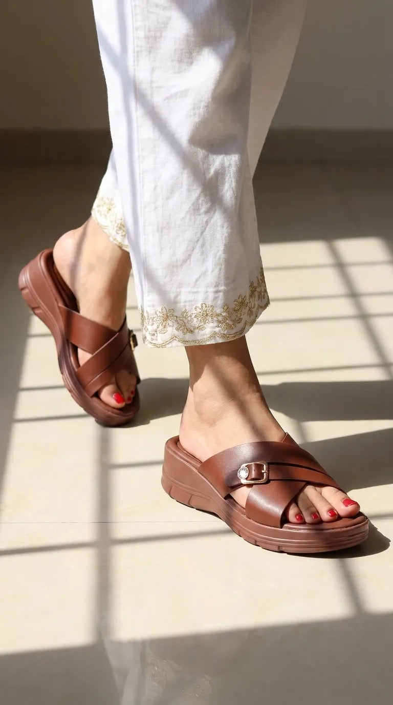 Coffee Formal Slipper For Women PU0856