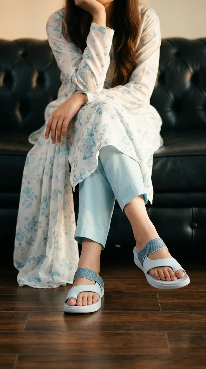 Sky Blue Formal Chappal For Women PU0864