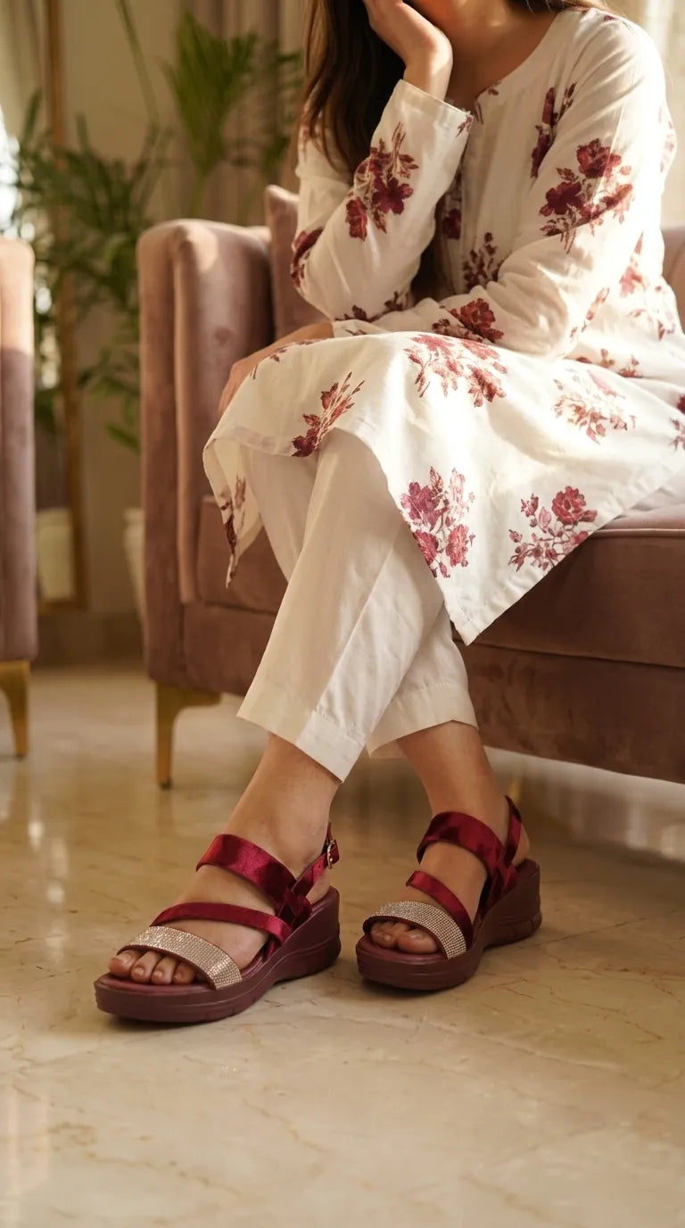 Maroon Formal Sandal For Women PU0874