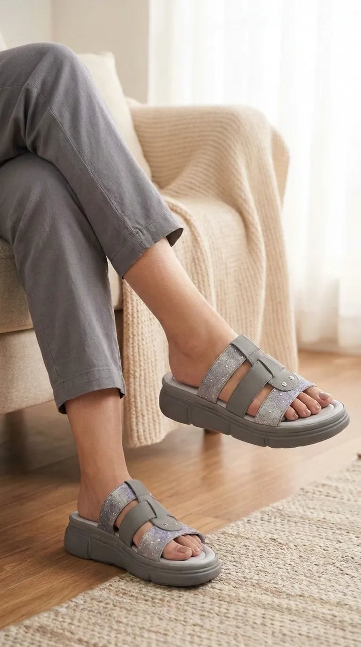 Grey Formal Slipper For Women PU0886