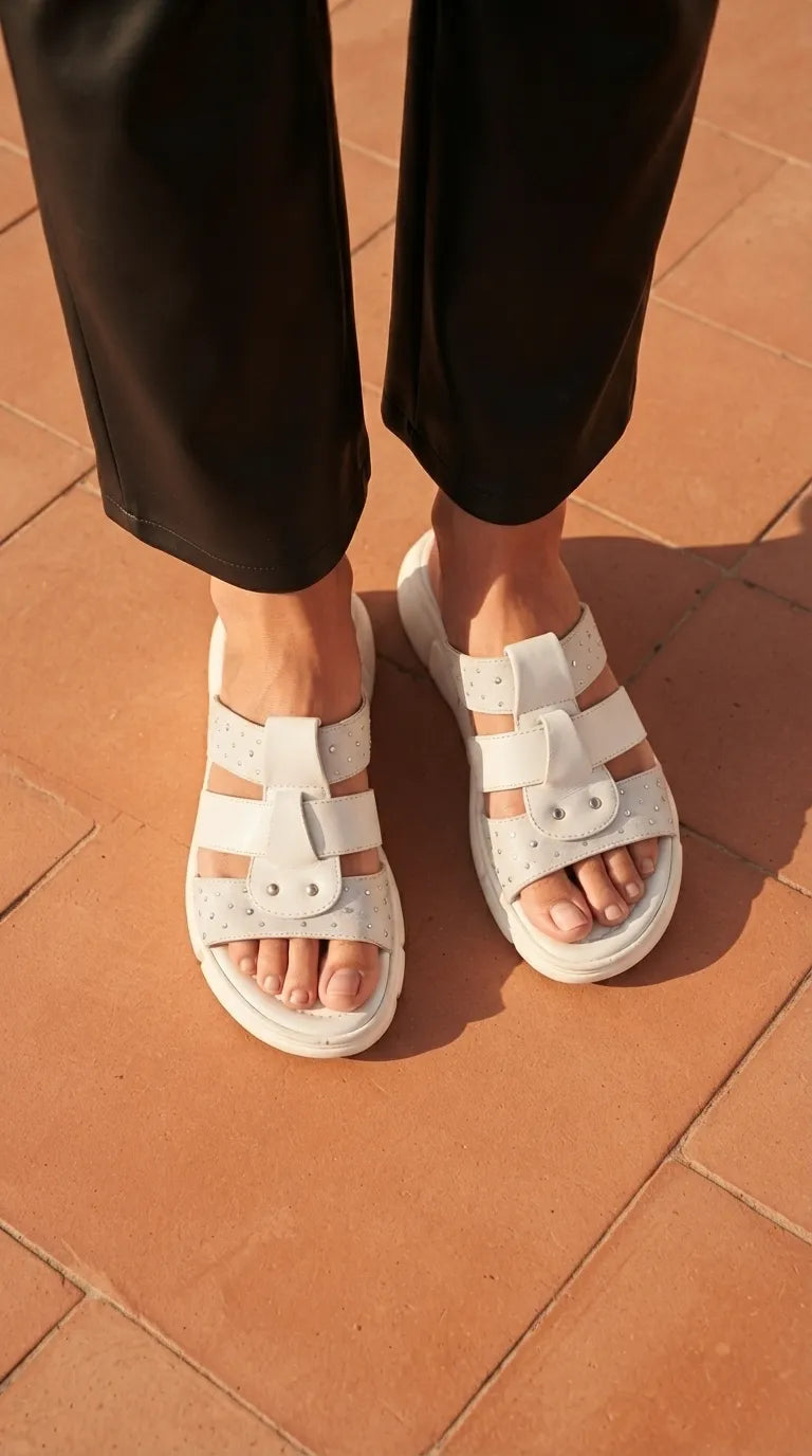 White Formal Slipper For Ladies PU0886